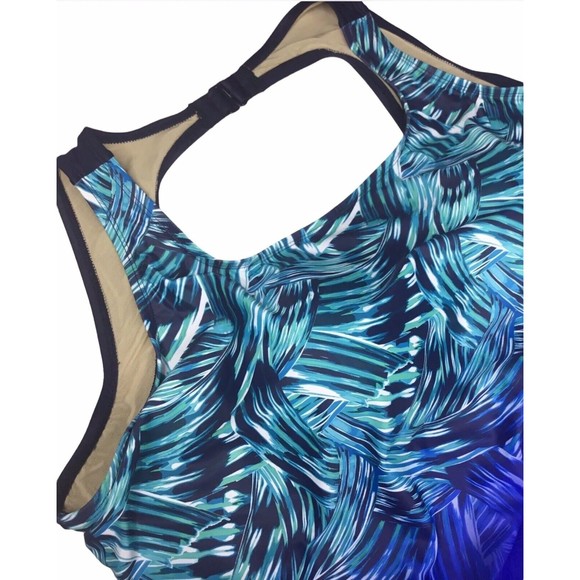 Swimsuits For All Women's Plus 30 Size Navy Blue High Neck One Piece - Picture 3 of 6